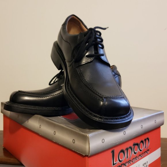 London Underground, Men's Black Leather Chunky Oxford Shoes Men's Size 8 M - Picture 3 of 14